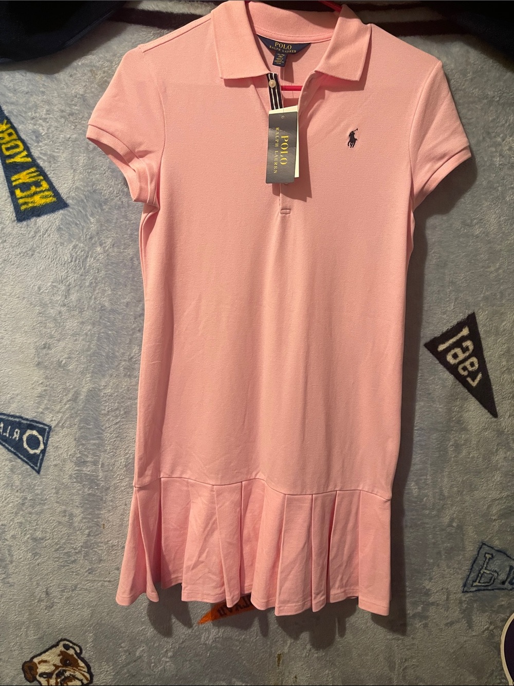 Polo by Ralph Lauren Light Pink Girls Polo Dress with Pleated Hem